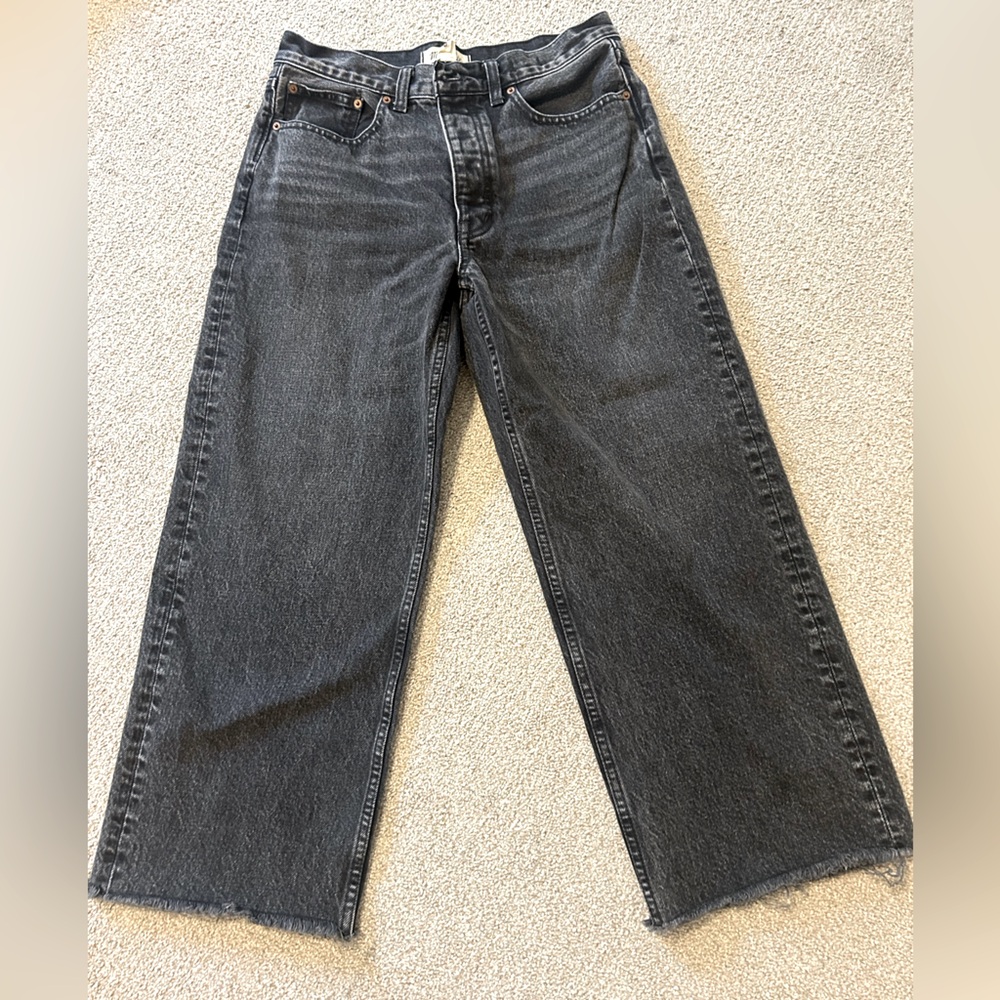 Madewell low slung baggy crop jeans in levin wash